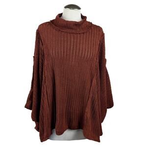 Women's Free People Beach Brown Asymmetric Knit Cropped Poncho Boho Sweater‎ S